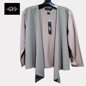 August Silk NWT Asymmetrical Drape Blazer L Slate Moss Minimalist